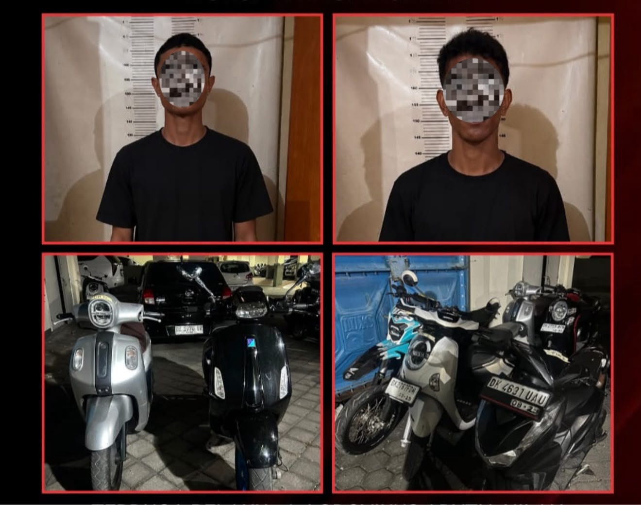 Resmob Polda Bali mengamankan dua pelaku perampasan Vespa berkedok debt collector.