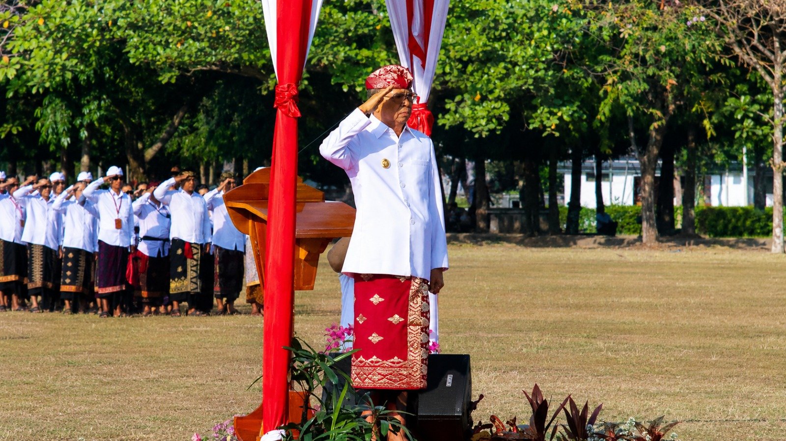 Gubernur Bali Wayan Koster saat peringatan Hari Jadi Bali ke-68 di Denpasar