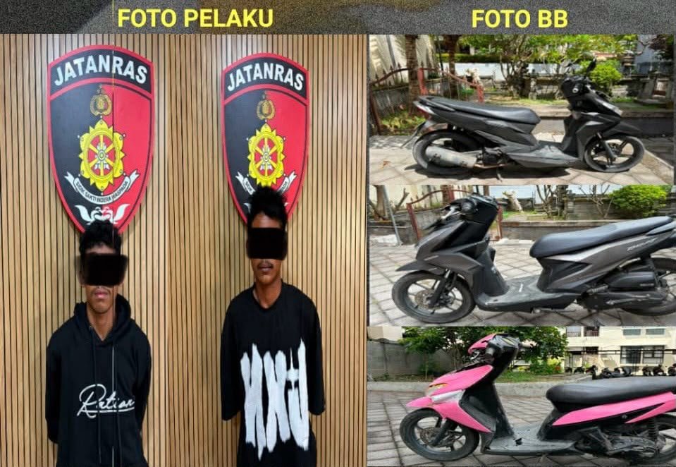 Tim Jatanras Polda Bali mengamankan dua pelaku curanmor di Denpasar