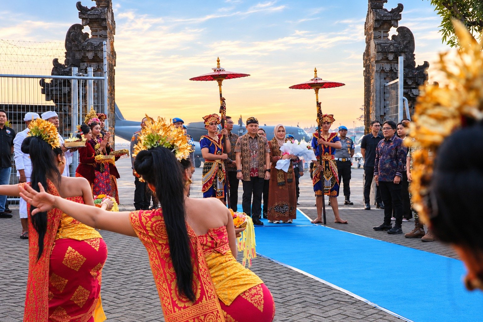 Kapolda Bali Pasma Royce disambut Tari Pendet di Lanud I Gusti Ngurah Rai
